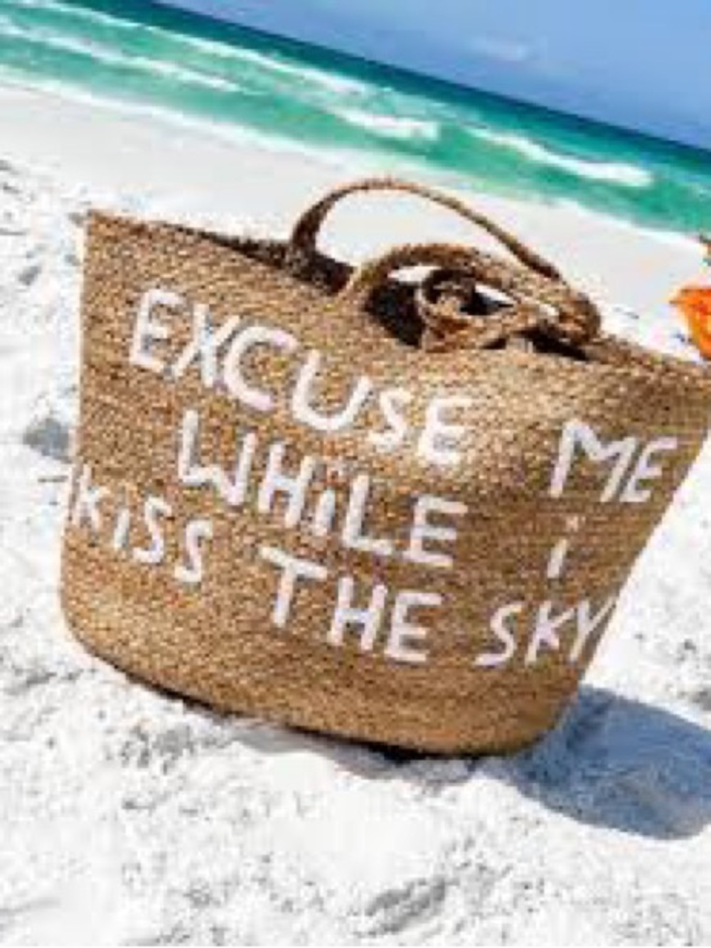 Large Excuse Me While I Kiss the Sky Jute Tote Bag